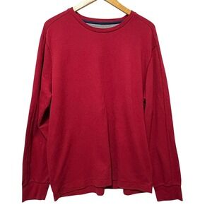 Banana Republic Mens Waffle‎ Knit Shirt XL Red Long Sleeve Heritage Workwear